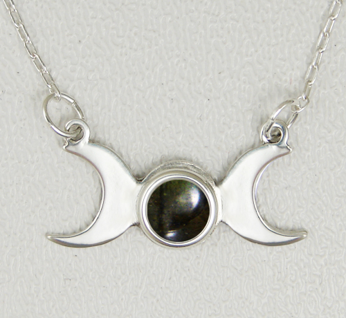 Sterling Silver Moon Phases Necklace With Spectrolite
